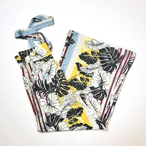ZHU Wide Leg Tropical Print Overalls
